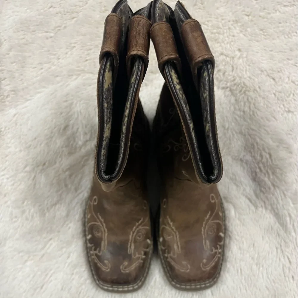 SMOKEY MOUNTAIN BOOTS /youth✨12.5regular✨Embroidered Brown Cowboy Boots. Unisex
